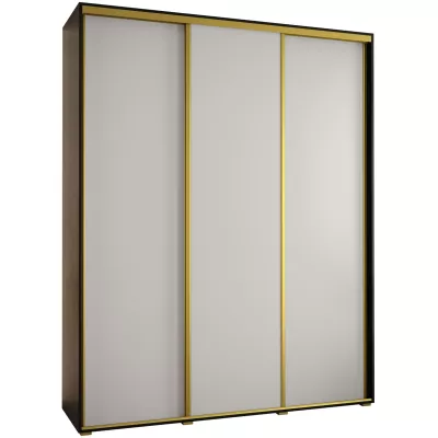 Šatní skříň YVONA 1 - 200/45 cm, černá / bílá / zlatá