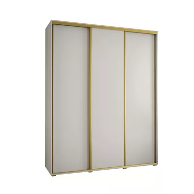 Šatní skříň YVONA 1 - 200/45 cm, bílá / zlatá