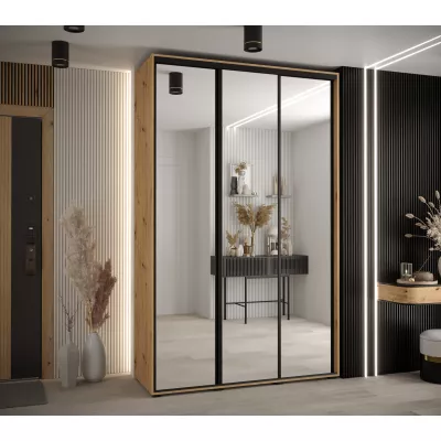 Šatní skříň YVONA 2 - 150/45 cm, dub artisan / černá