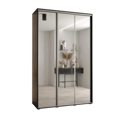 Šatní skříň YVONA 2 - 150/45 cm, černá / stříbrná