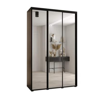 Šatní skříň YVONA 2 - 150/45 cm, černá / černá