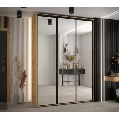 Šatní skříň YVONA 2 - 170/45 cm, dub artisan / černá