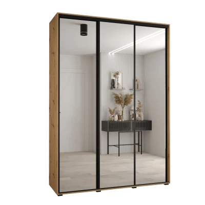 Šatní skříň YVONA 2 - 170/45 cm, dub artisan / černá