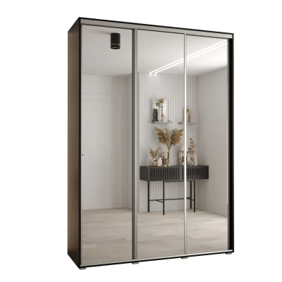 Šatní skříň YVONA 2 - 170/45 cm, černá / stříbrná