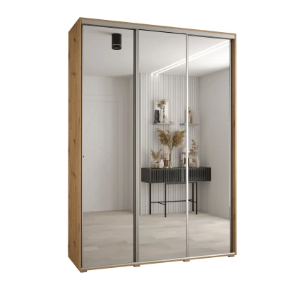 Šatní skříň YVONA 2 - 180/45 cm, dub artisan / stříbrná