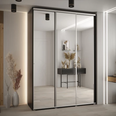 Šatní skříň YVONA 2 - 180/45 cm, černá / stříbrná