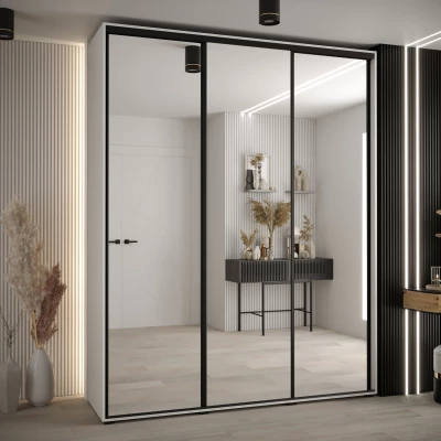 Šatní skříň YVONA 2 - 190/45 cm, bílá / černá