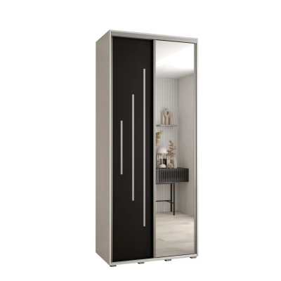 Šatní skříň YVONA 13 - 100/45 cm, bílá / černá / stříbrná