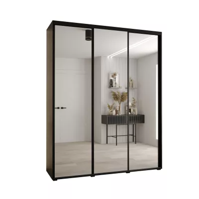 Šatní skříň YVONA 2 - 200/45 cm, černá / černá