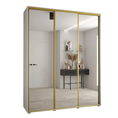 Šatní skříň YVONA 2 - 200/45 cm, bílá / zlatá