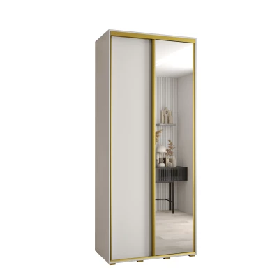 Šatní skříň YVONA 3 - 110/45 cm, bílá / zlatá