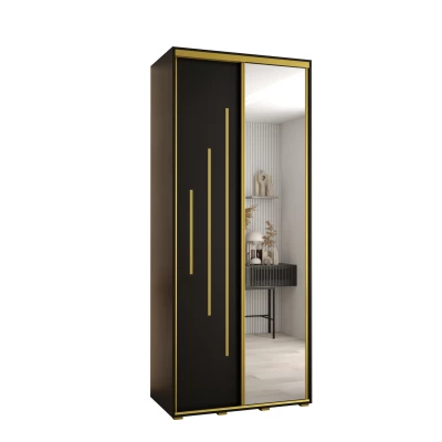 Šatní skříň YVONA 13 - 100/45 cm, černá / zlatá