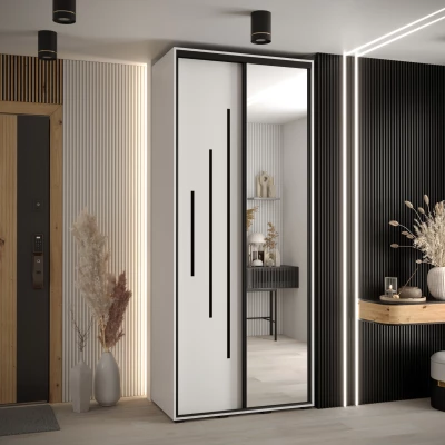 Šatní skříň YVONA 13 - 120/45 cm, bílá / černá