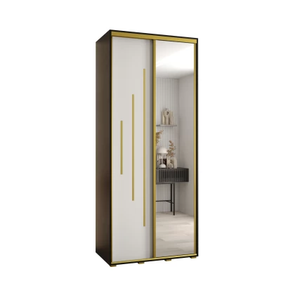 Šatní skříň YVONA 13 - 120/45 cm, černá / bílá / zlatá