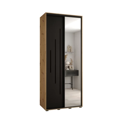 Šatní skříň YVONA 13 - 120/45 cm, dub artisan / černá / černá