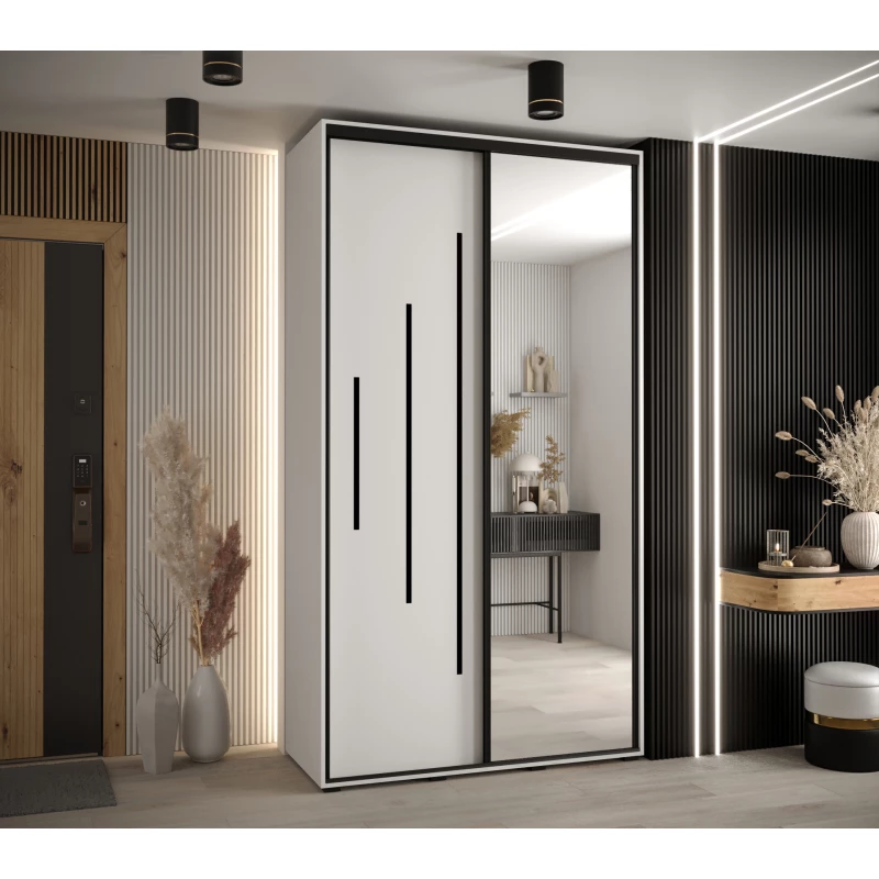 Šatní skříň YVONA 13 - 130/45 cm, bílá / černá