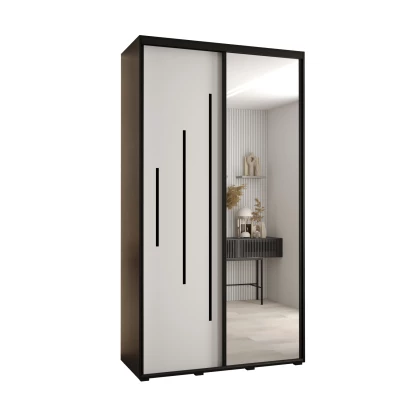 Šatní skříň YVONA 13 - 130/45 cm, černá / bílá / černá