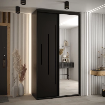 Šatní skříň YVONA 13 - 130/45 cm, černá / černá