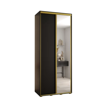 Šatní skříň YVONA 3 - 120/45 cm, černá / zlatá