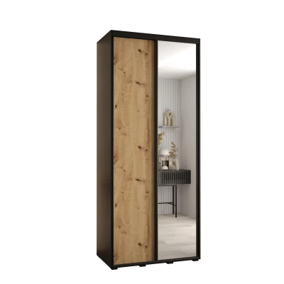 Šatní skříň YVONA 3 - 120/45 cm, černá / dub artisan / černá