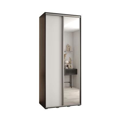 Šatní skříň YVONA 3 - 120/45 cm, černá / bílá / stříbrná