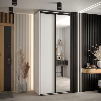 Šatní skříň YVONA 3 - 120/45 cm, bílá / černá