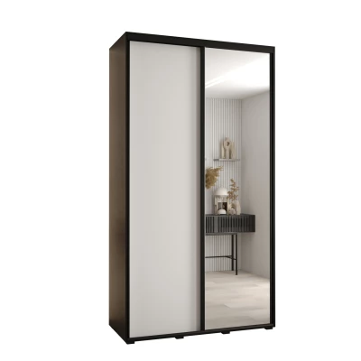 Šatní skříň YVONA 3 - 130/45 cm, černá / bílá / černá