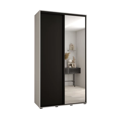 Šatní skříň YVONA 3 - 130/45 cm, bílá / černá / černá