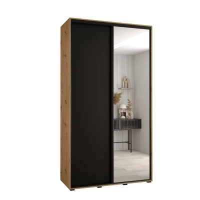 Šatní skříň YVONA 3 - 140/45 cm, dub artisan / černá / černá