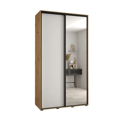 Šatní skříň YVONA 3 - 140/45 cm, dub artisan / bílá / černá