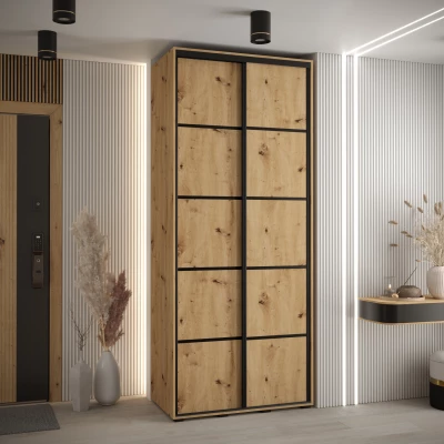 Šatní skříň YVONA 4 - 120/45 cm, dub artisan / černá