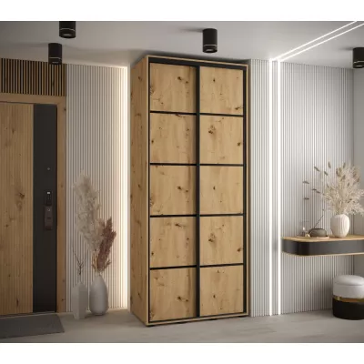 Šatní skříň YVONA 4 - 120/45 cm, dub artisan / černá