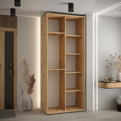 Šatní skříň YVONA 4 - 120/45 cm, dub artisan / černá