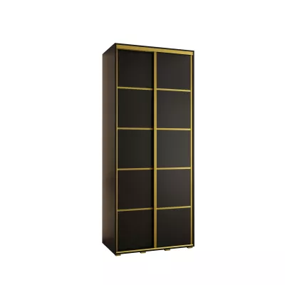 Šatní skříň YVONA 4 - 120/45 cm, černá / zlatá