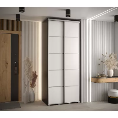Šatní skříň YVONA 4 - 120/45 cm, černá / bílá / stříbrná