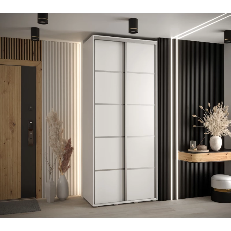 Šatní skříň YVONA 4 - 120/45 cm, bílá / stříbrná