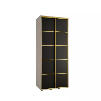 Šatní skříň YVONA 4 - 120/45 cm, bílá / černá / zlatá