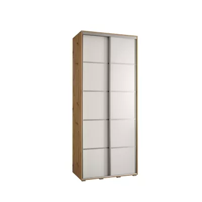 Šatní skříň YVONA 4 - 110/45 cm, dub artisan / bílá / stříbrná