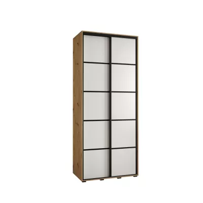 Šatní skříň YVONA 4 - 110/45 cm, dub artisan / bílá / černá