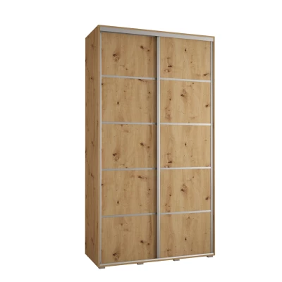 Šatní skříň YVONA 4 - 130/45 cm, dub artisan / stříbrná