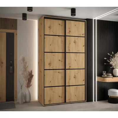 Šatní skříň YVONA 4 - 130/45 cm, dub artisan / černá