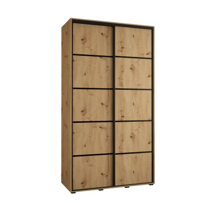 Šatní skříň YVONA 4 - 130/45 cm, dub artisan / černá