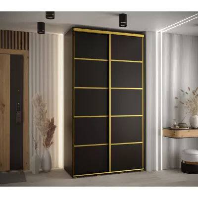 Šatní skříň YVONA 4 - 130/45 cm, černá / zlatá