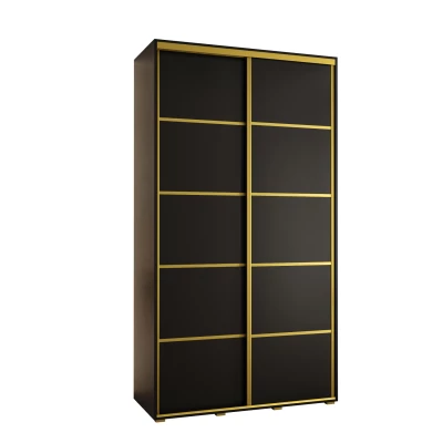 Šatní skříň YVONA 4 - 130/45 cm, černá / zlatá