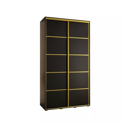 Šatní skříň YVONA 4 - 130/45 cm, černá / zlatá