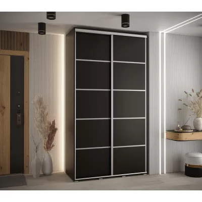 Šatní skříň YVONA 4 - 130/45 cm, černá / stříbrná