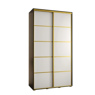 Šatní skříň YVONA 4 - 130/45 cm, černá / bílá / zlatá