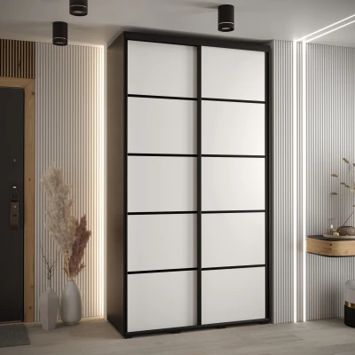 Šatní skříň YVONA 4 - 130/45 cm, černá / bílá / černá