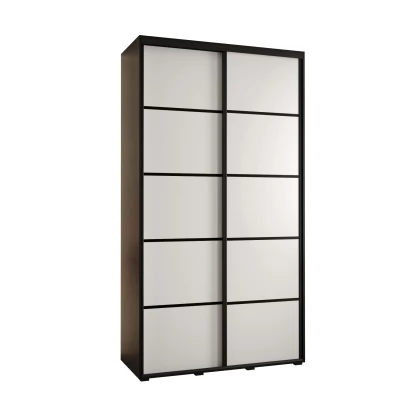 Šatní skříň YVONA 4 - 130/45 cm, černá / bílá / černá