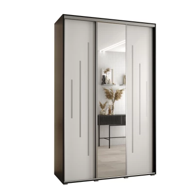 Šatní skříň YVONA 13 - 160/45 cm, černá / bílá / stříbrná